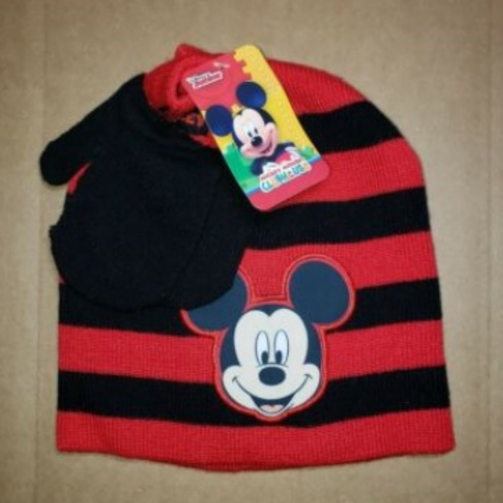 Disney Mickey Mouse Beanie Winter Hat Glove Combo